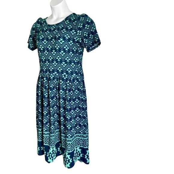LulaRoe Amelia Dress with Pockets Blue Green XL NEW with Tags - Picture 3 of 12